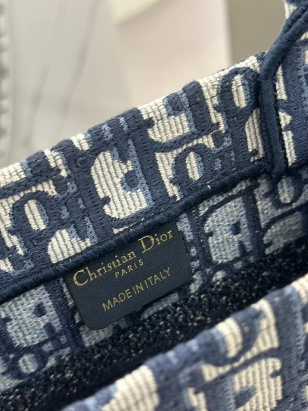 Dior Book Tote in Blue Oblique Embroidery